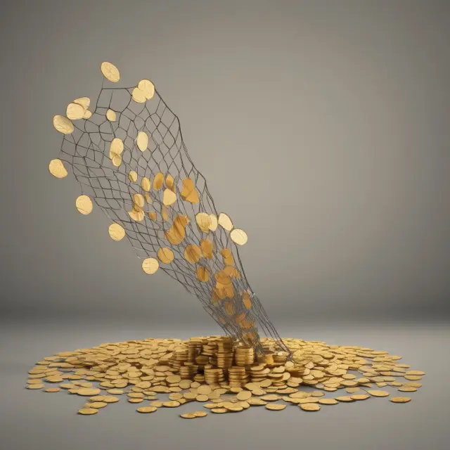 An image of a golden safety net with coins transforming into wings, symbolizing the ongoing evolution and growth of unemployment insurance.