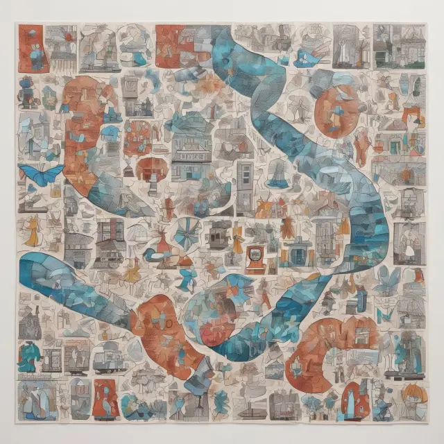 A mosaic image of six interconnected puzzle pieces depicting different types of unemployment: voluntary, involuntary, frictional, cyclical, structural, and institutional.
