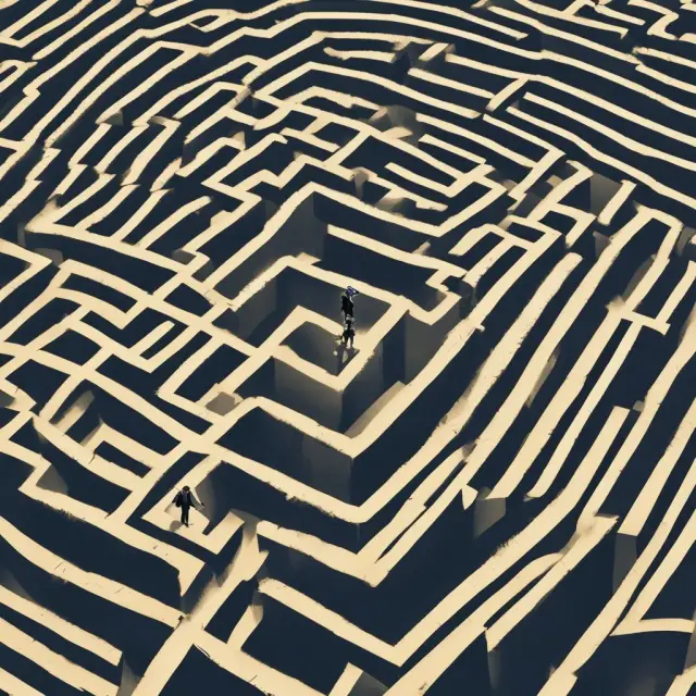 Institutional investors exploring a maze symbolizing unencumbered assets, finding solutions to common concerns
