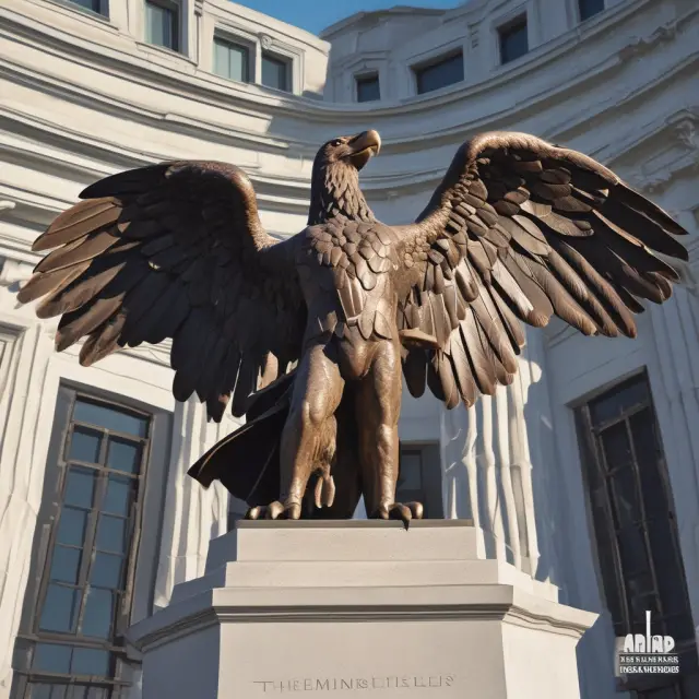 An eagle in flight, symbolizing federal regulation, overseeing states