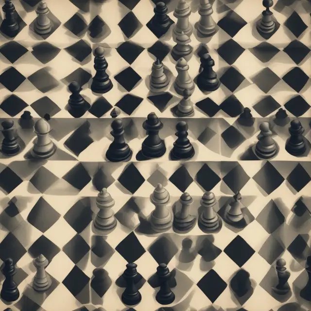 A chessboard with a hidden layer of pawns, representing the deceptive nature of unfair trade practices in institutional investing