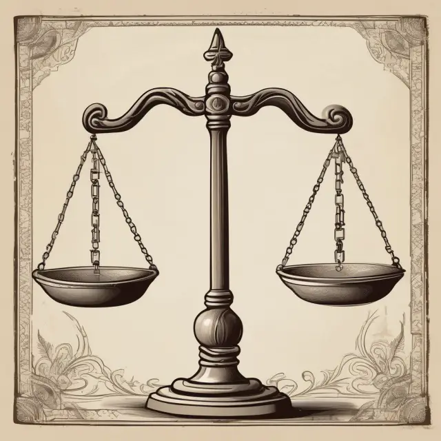 A balanced set of justice scales supported by ethics scrolls represents institutional commitment to fair trade.