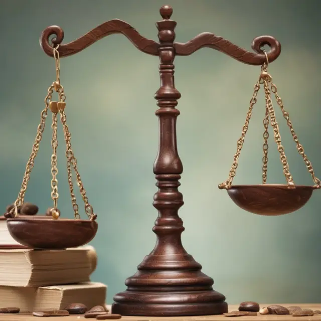 A set of scales with a golden Justice figure tipping towards fair financial practices, surrounded by graphs and charts symbolizing regulatory efforts.