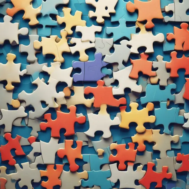 An assemblage of puzzle pieces symbolizing government-run unfunded pension plans from different countries, with overlapping pieces representing potential reform solutions