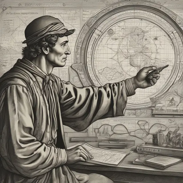 Time Traveler holding United States Natural Gas Fund (UNG) chart amidst ancient market charts symbolizes the shift from pre-ETF era investing to the simplified UNG investment vehicle.