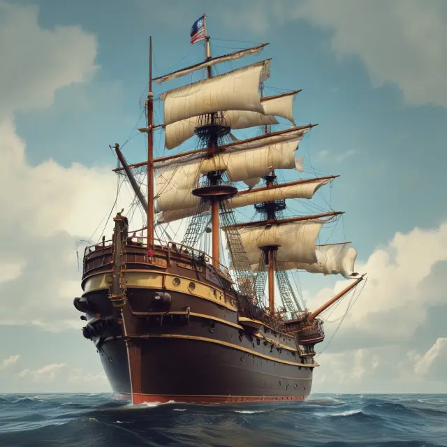 A team of skilled sailors navigating a historical wooden ship through rough natural gas market waves, symbolizing UNG