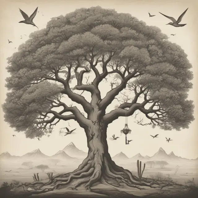 A majestic tree with interconnected branches symbolizing unified gift and estate tax exemptions. Birds in flight represent individual exemption amounts.