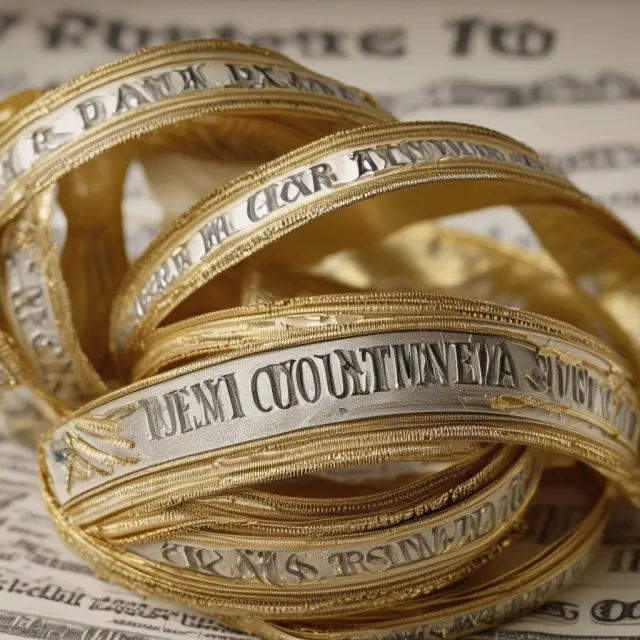 Golden ribbons symbolizing estate tax rates unfurling above the $13M federal exemption limit, revealing hidden treasures representing assets subject to taxation