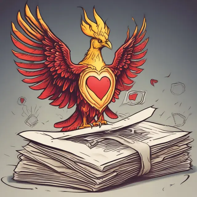 Image: A phoenix emerging from estate planning documents, representing renewal and effective utilization of the unified tax credit.