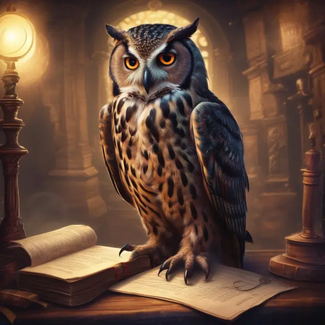An owl, symbolizing wisdom, delivers Call Reports to an ancient oracle representing the UBPR for analysis and assessment