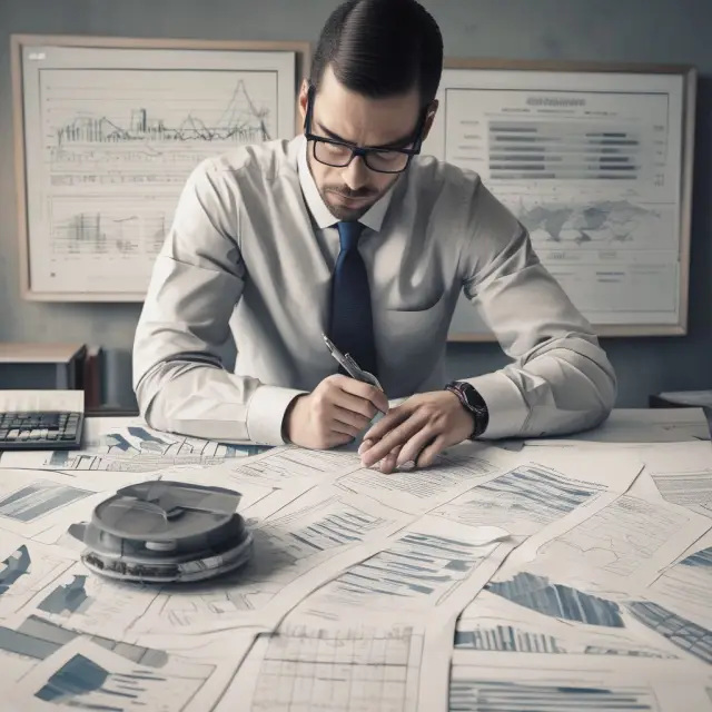 Banker examining UBPR data and associated financial performance ratio graphs to evaluate a bank