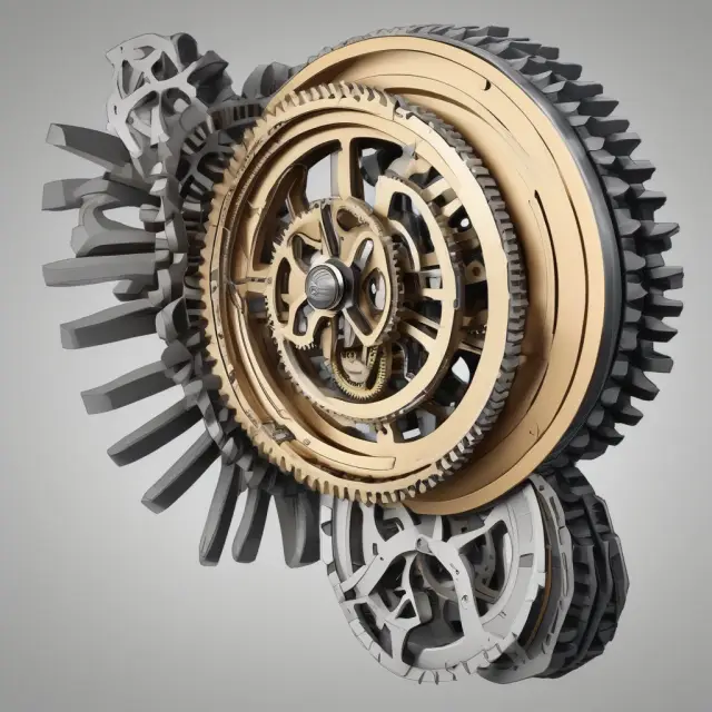 A mechanized assembly of gears meticulously calculating and recalculating UBPR data in a continuous loop, ensuring regulatory accuracy