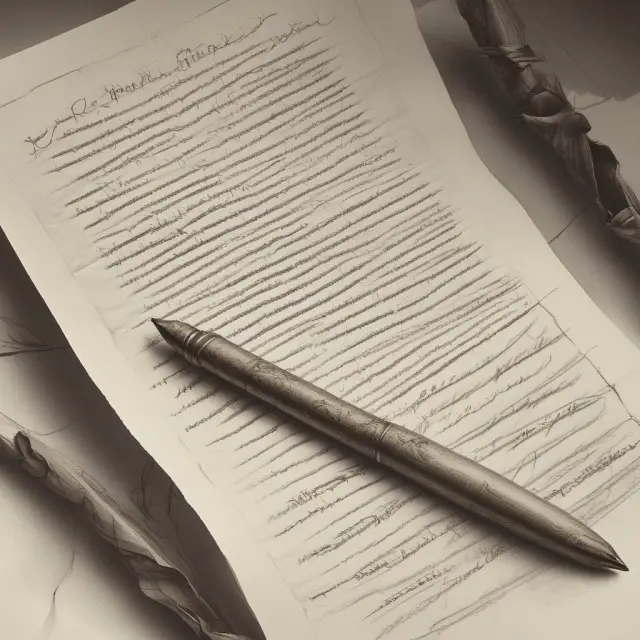 A drafter creating UCC Article 3 regulations with a quill pen, surrounded by flying checks and drafts symbolizing financial transactions