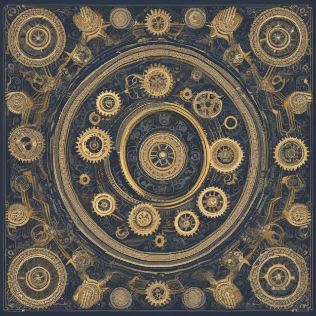 An intricate kaleidoscope of gearboxes representing various partnerships (general and LLP) aligned under the Uniform Partnership Act