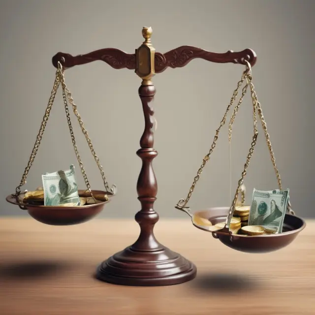 Table representing partnership assets and liabilities balanced with a shield symbolizing fiduciary duties, reflecting financial responsibility and trust.