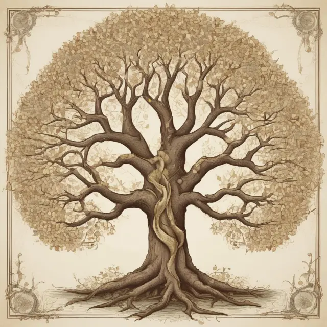 A sturdy tree with golden leaves falling to children, symbolizing UTT credit inheritance and probate cost savings
