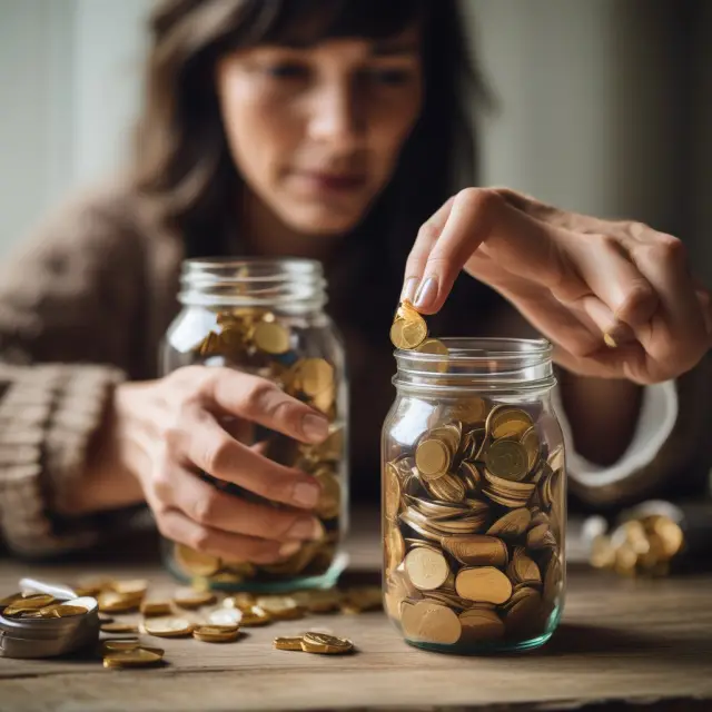 Giver generously pouring gold coins into a jar to reduce estate tax liabilities