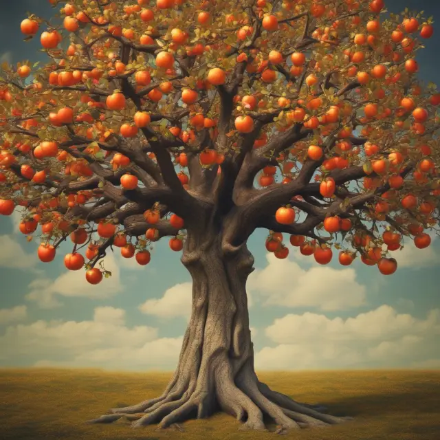 A grand, golden tree adorned with apples symbolizing tax savings strategies: marital deductions, charitable giving, GRATs, and unified credit utilization