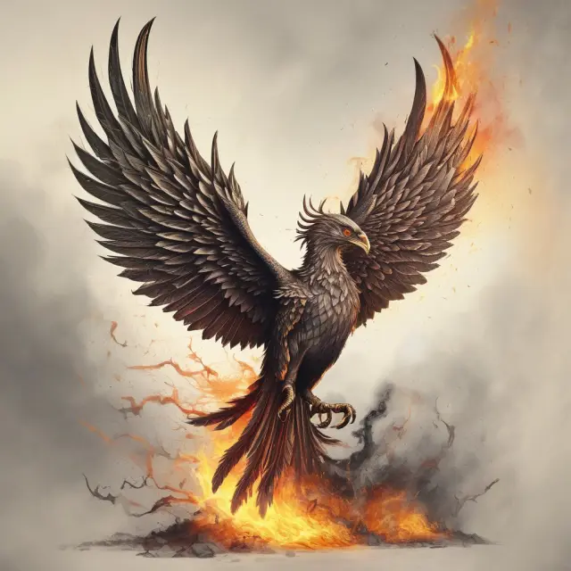 A mythical Phoenix reborn from the flames, representing the challenge of managing uninsurable risks