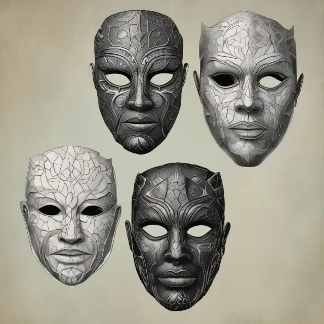 A scene featuring four masks representing illegal (handcuffs), too likely (hurricane), difficult-to-quantify (scales), and nearly impossible (question mark) uninsurable risks