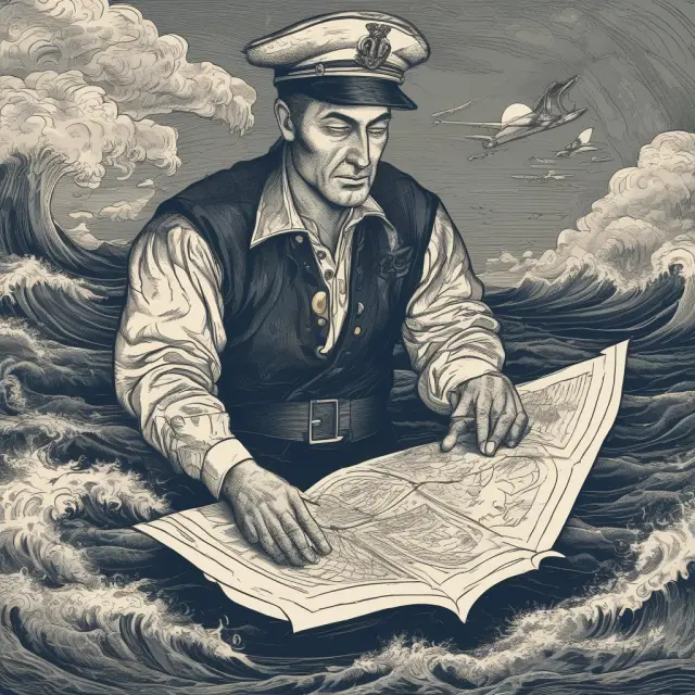 Sailor navigating uninsurable risks with a map of risk mitigation strategies