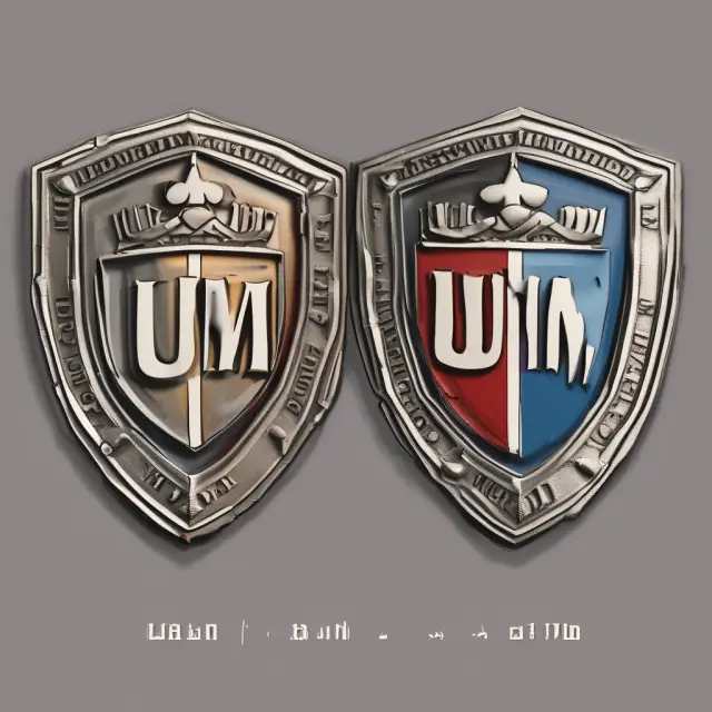 Two overlapping shields illustrate Uninsured Motorist (UM) and Underinsured Motorist (UIM) coverage, emphasizing the benefits of combining these protections.