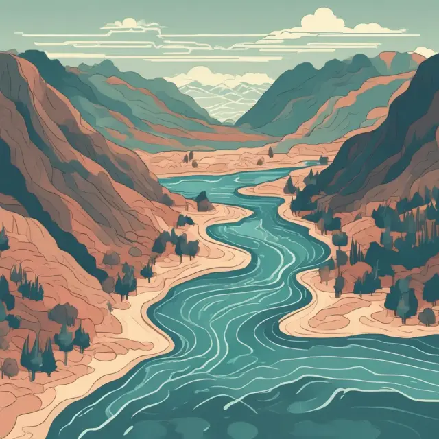 Three rivers symbolizing rare bullish reversals, flowing into a calm sea with potential profit targets.