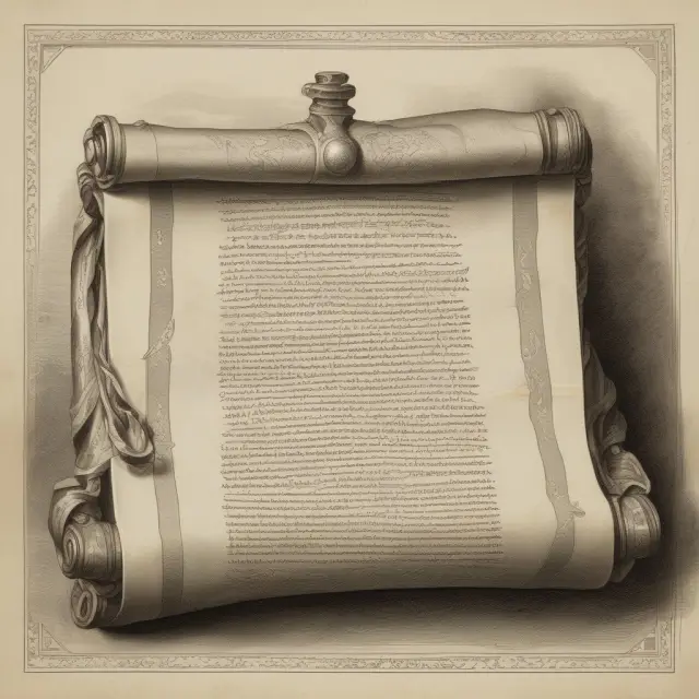 Image of an ancient parchment scroll slowly unfurling, representing the process of determining unissued shares by examining financial statements