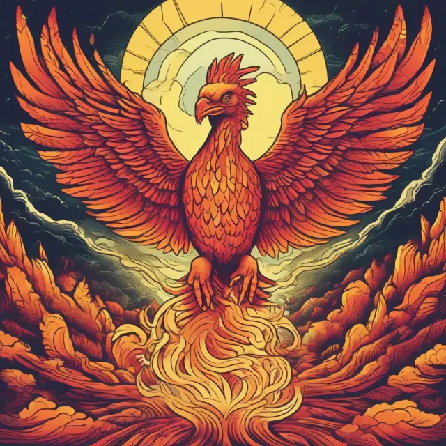Phoenix emerging from a pile of unissued shares, representing growth through potential future offerings