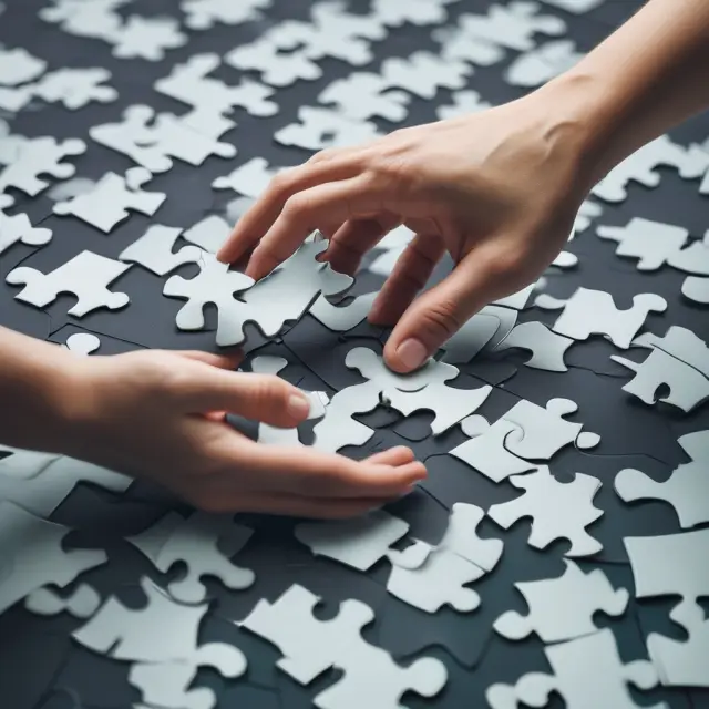 Hand rearranging ULIP investment puzzle pieces to illustrate strategy flexibility