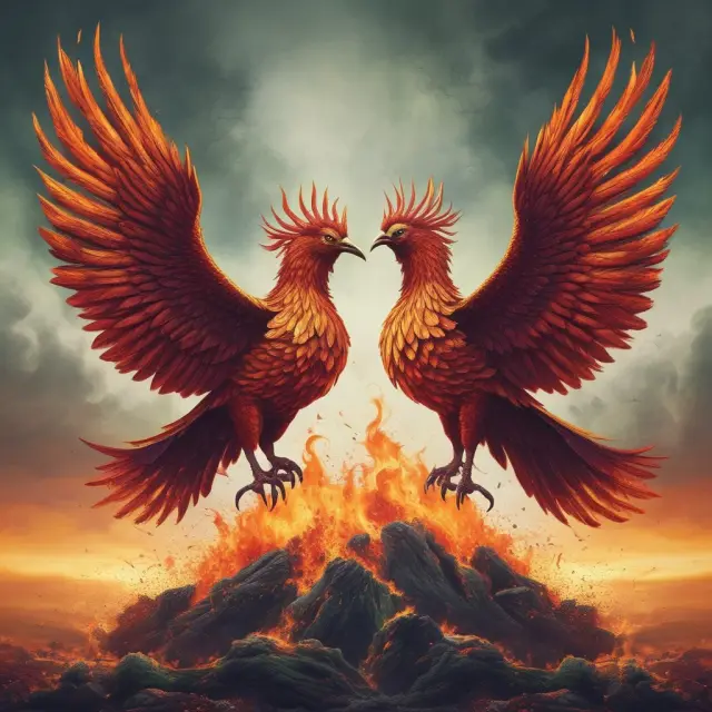 Two mythical birds rising from the ashes, representing FSLIC and OTS