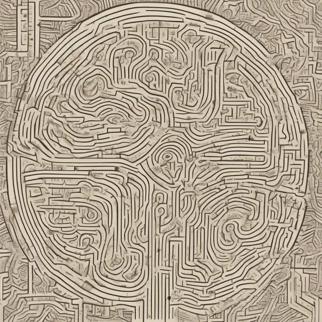 An illustration of a garden filled with question marks, leading to a tree bearing fruit labeled 
