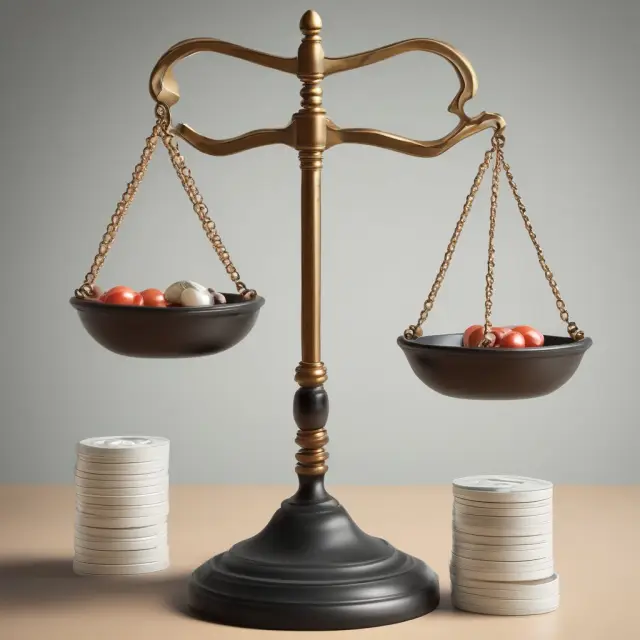 A set of scales with one pan representing the unit benefit formula and the other representing contribution limits, emphasizing a balanced retirement solution