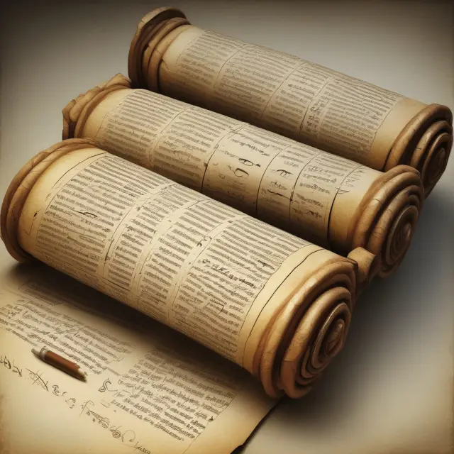 Ancient scroll illustrates unit benefit formula calculating retirement income using years of service and career average salary