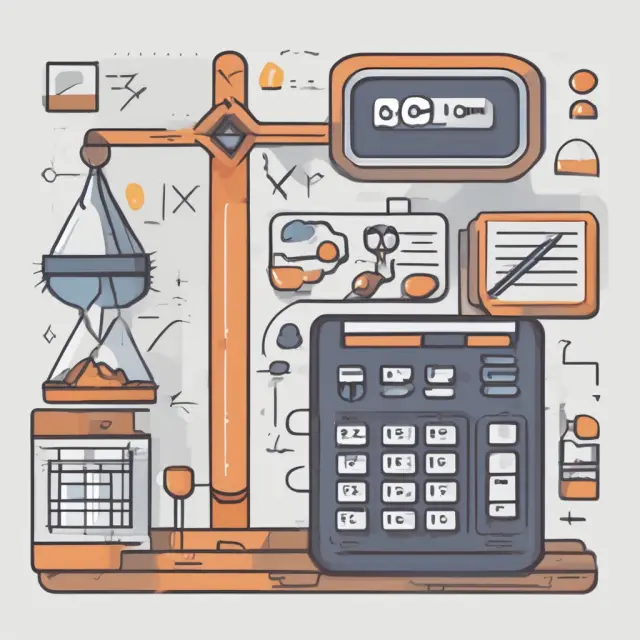 Scales with gold coins representing fixed costs and silver balls symbolizing variable costs in balance