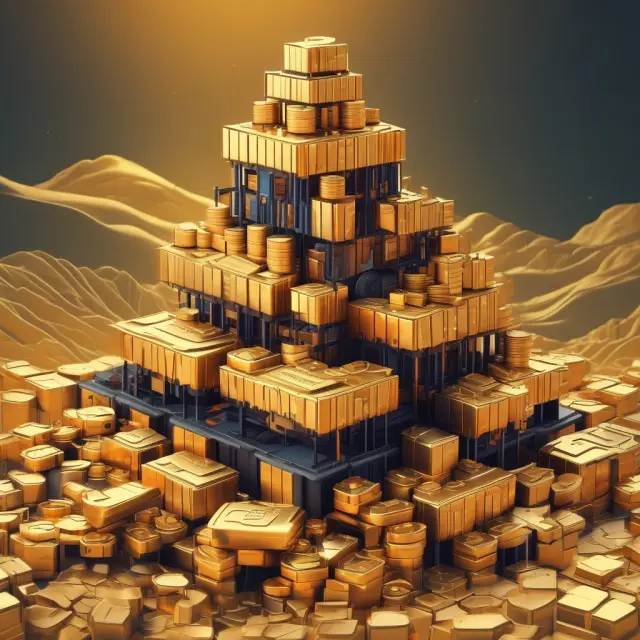 Golden widgets being produced in a factory, with a scale and numerical data beneath, illustrating the concept of calculating unit costs