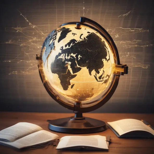 A globe encircled by glowing legal documents, representing UNCITRAL