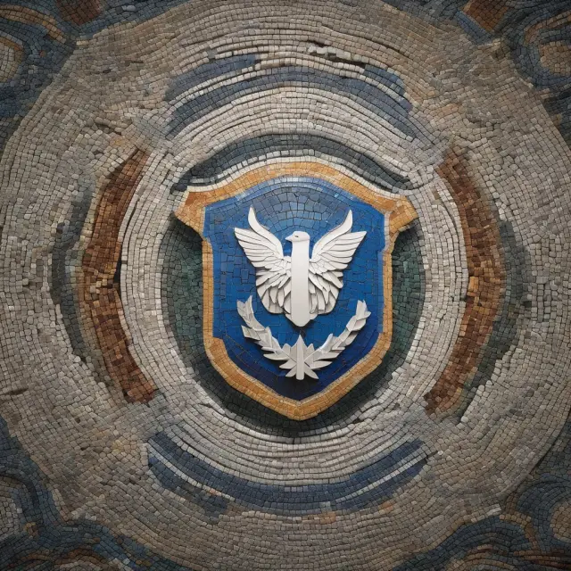 A metaphorical image of USAIG as a mosaic of interconnected A-rated insurance firm tiles, merging into a protective shield for the aviation industry