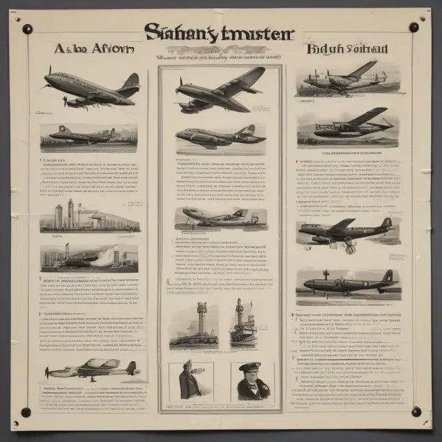 Historic aviation achievements, including milestones insured by USAIG, connected by a trail of