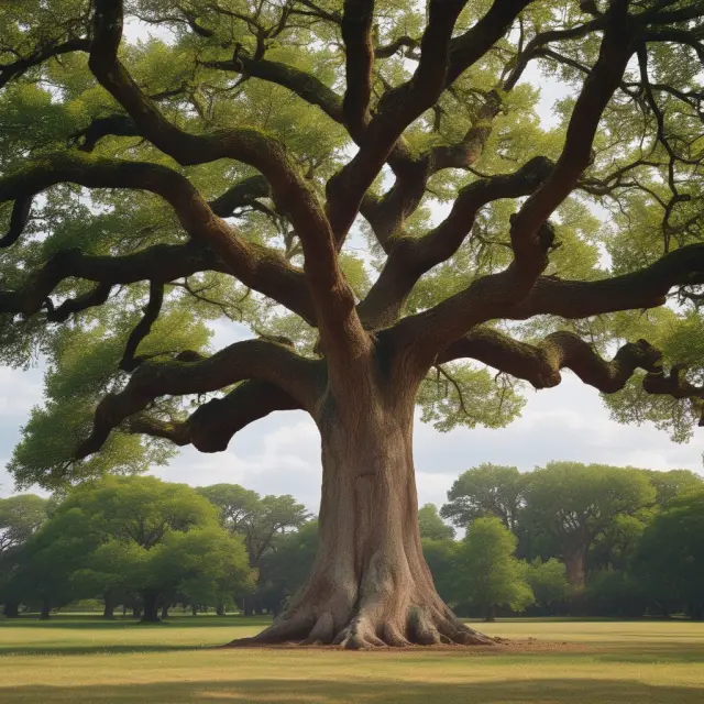 An ancient oak tree with modern military life insurance programs flourishing as its branches and roots