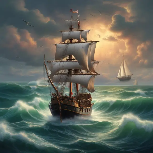 Money market fund providing stability as a calm harbor against turbulent markets, contrasted with traditional U.S. government mutual funds sailing through open waters for potentially higher returns.