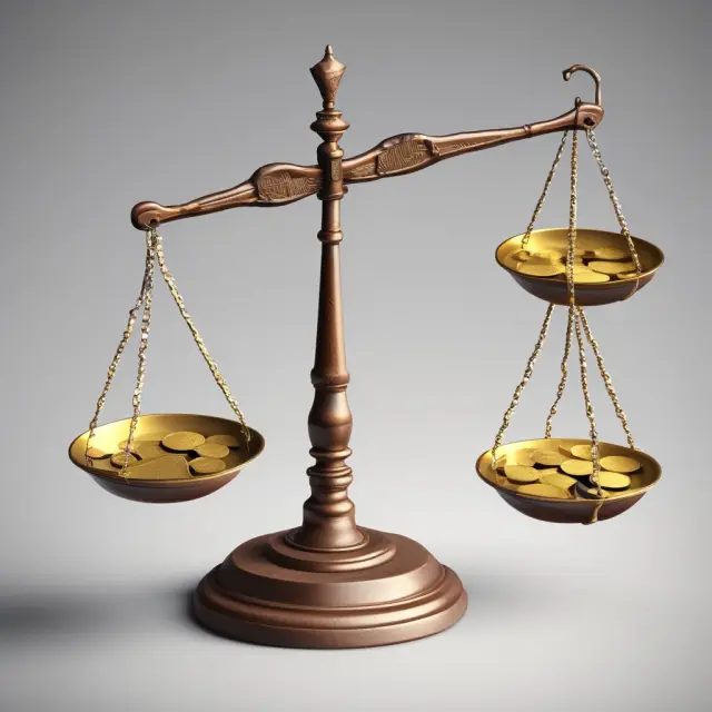 Golden scale depicts taxable income against cost basis in unit trusts, with gold coins representing distributed income