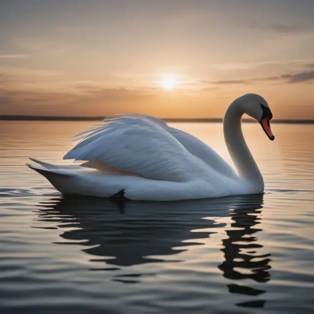 A swan glides smoothly through a tranquil, shimmering sea, symbolizing unitized funds managing diverse employee pension plans.