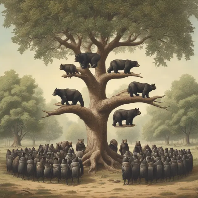 Bulls and bears in a collaborative circle representing senior and subordinated tranches within unitranche debt