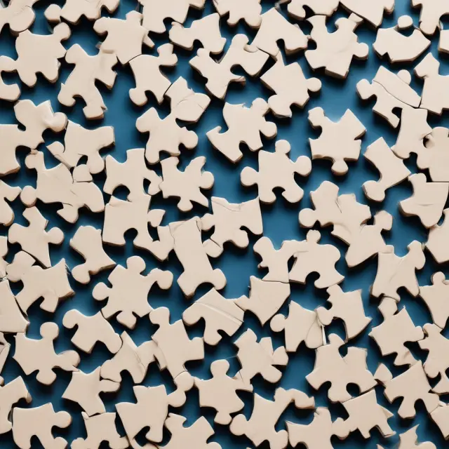 An intricate jigsaw puzzle showcases variously sized and shaped puzzle pieces representing different tranches in a unitranche debt deal, with some pieces featuring priority seniority marks