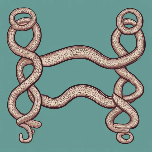 Two snakes symbolizing unitranche debt and traditional bank loans entwined, representing their similarities and differences in interest rates (diverging) and seniority levels (merging).