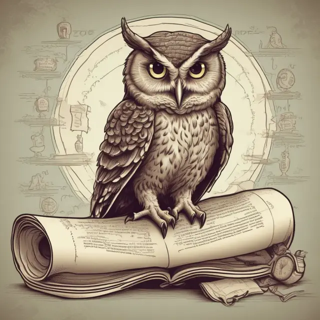 An owl with outstretched wings and a scroll in its talons represents understanding and answers to common unit trust queries.