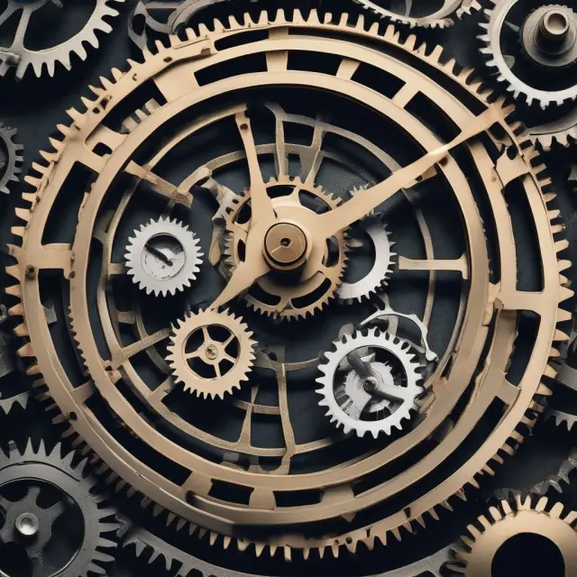 Gears representing various misconceptions about universal default misaligned within a clock mechanism
