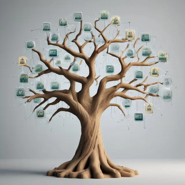 Image of a tree with diverse branches representing universal banking services, rooted in strong foundations and reaching for growth