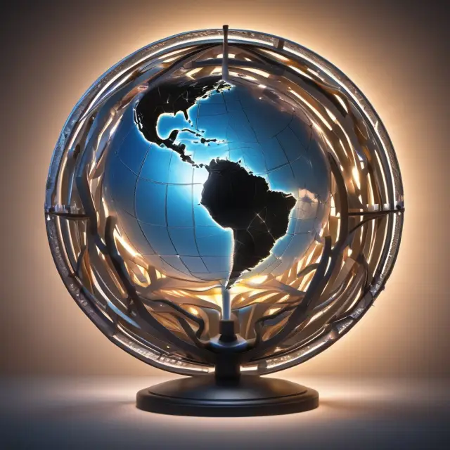 Globe representing global education with rays emanating from Miami Herbert Business School